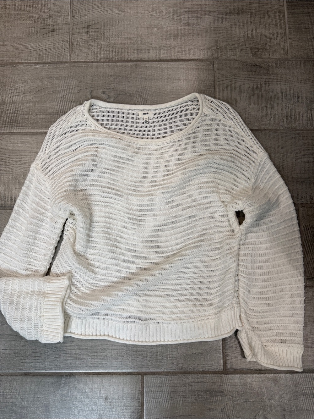 Aerie Lightweight Open-Knit White Sweater small